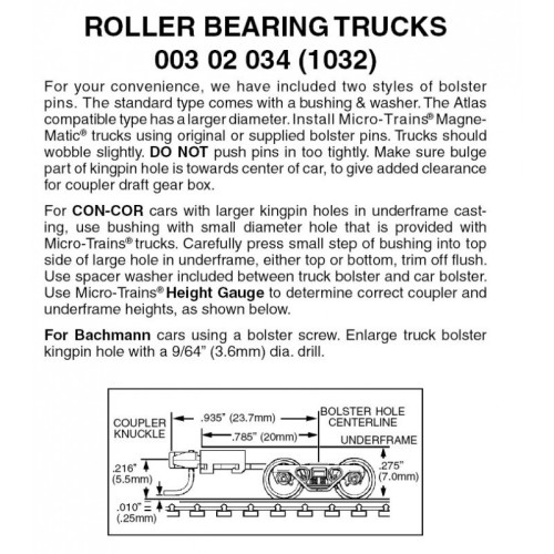 Roller Bearing Trucks W/ Coupler (1032)